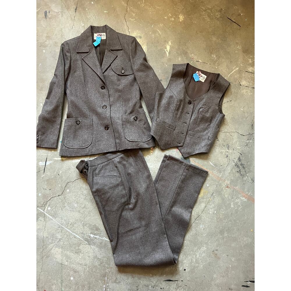 Three Piece Vintage Western Suit, virgin Wool, 70s, Pants Top